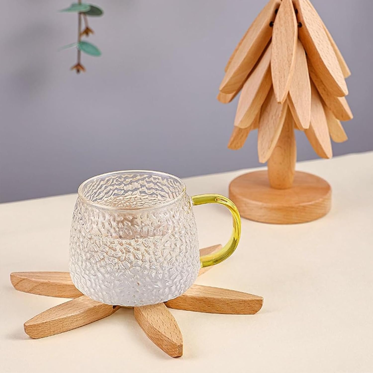 natural wooden tree coaster 4 Wooden Trivets for Hot Dishes