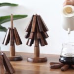 wooden tree trivet for hot