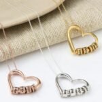 Fashion Personalized Name Heart Necklace Custom Letter Beads Necklace Love Heart Pendant for Women Family Mother's day Gift